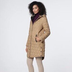 Andrew Marc Womens Rialto Quilted Parka With Hood & Pockets Medium